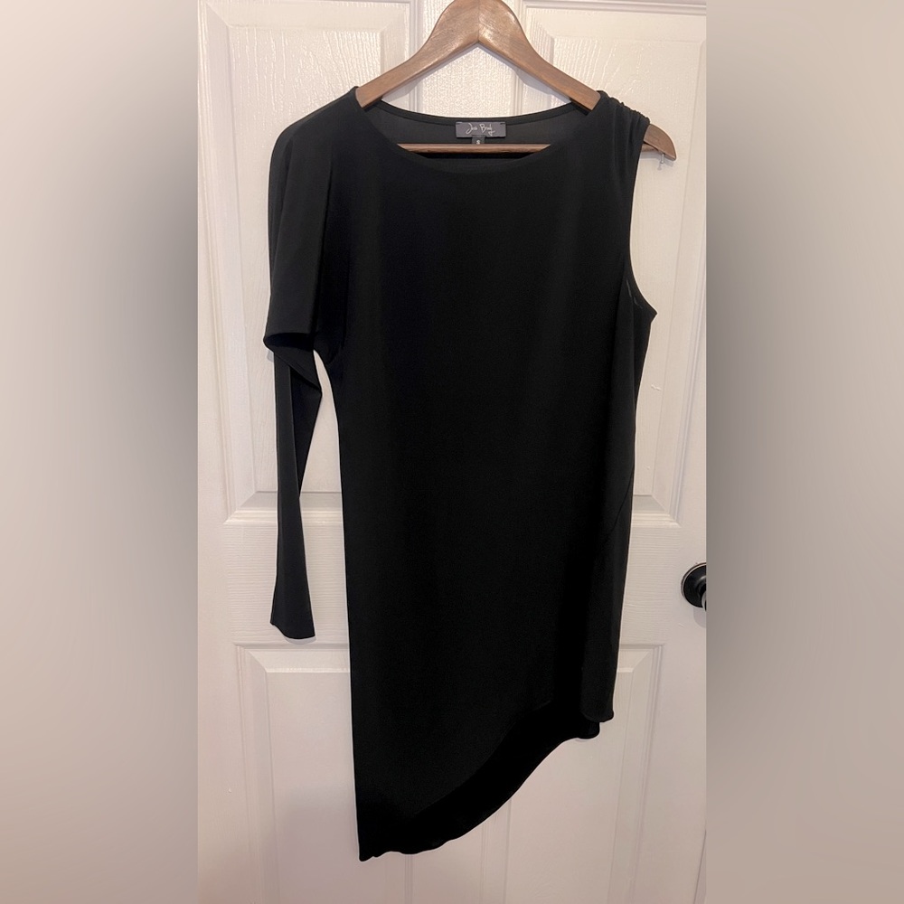 JOSH BRODY Women's Black Single Long Sleeve Asymmetrical Hem Dress Size S